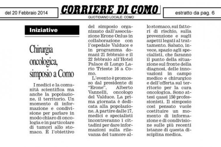 Chirurgia oncologica, simposio a Como