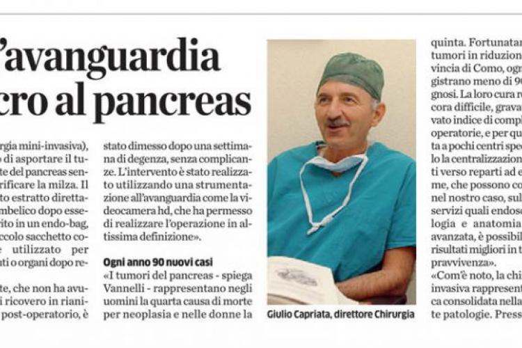 Via Dante all'avanguardia contro il cancro al pancreas